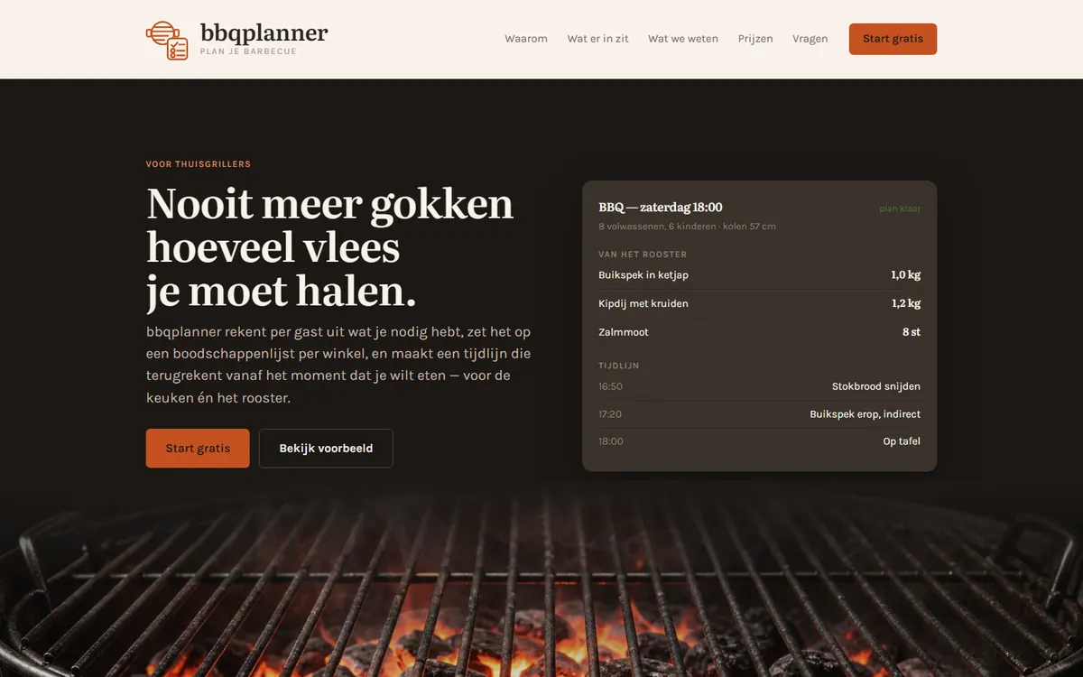 Schermafbeelding van bbqplanner